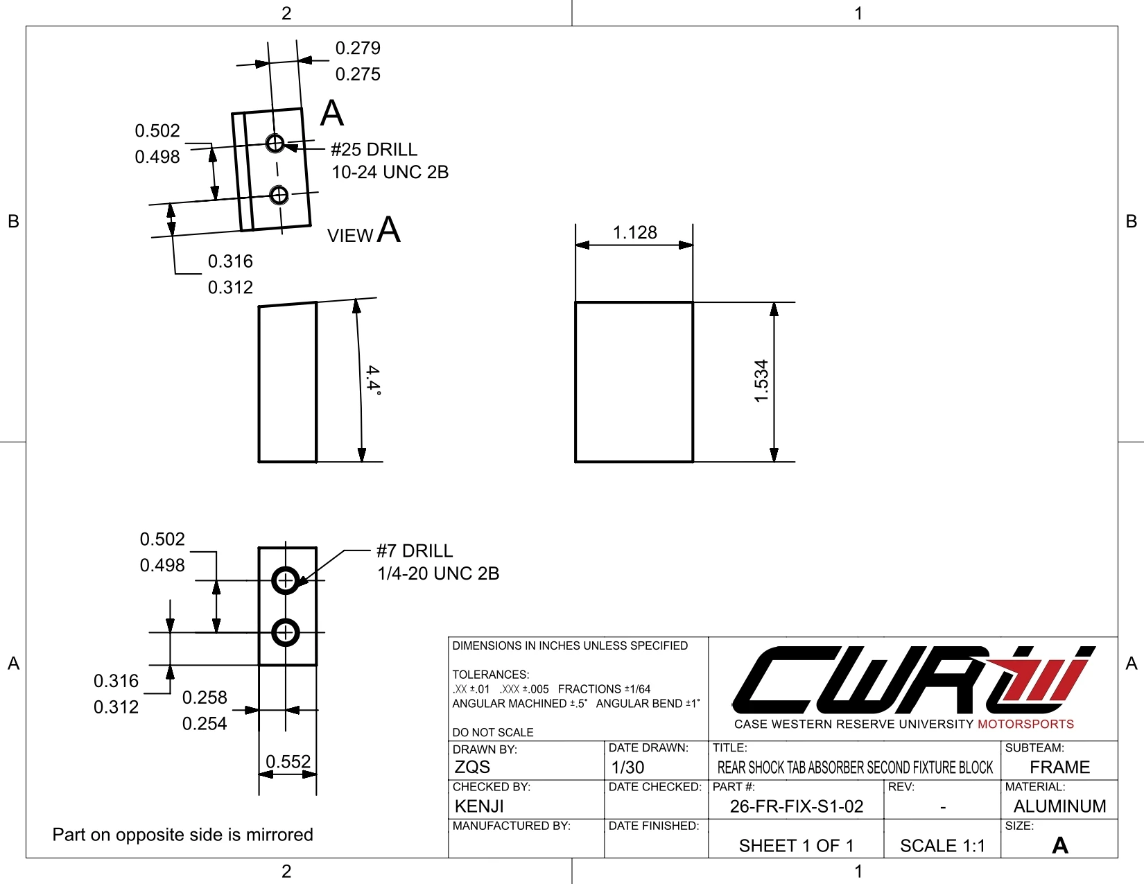 Fixture block drawing